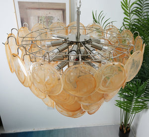 Orange Glass Disc Chandelier