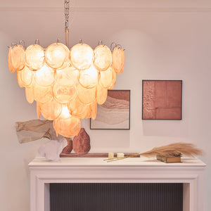 Orange Glass Disc Chandelier