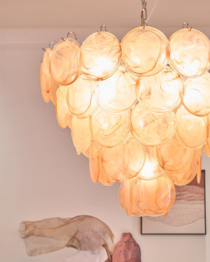 Orange Glass Disc Chandelier