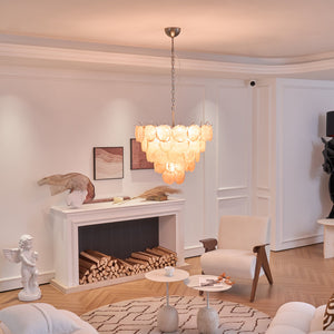 Orange Glass Disc Chandelier