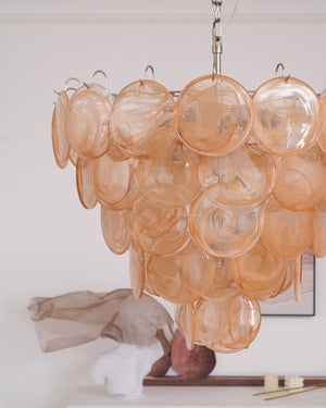 Orange Glass Disc Chandelier