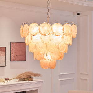 Orange Glass Disc Chandelier