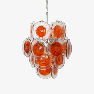 Orange Transparent Glass Disc Chandelier