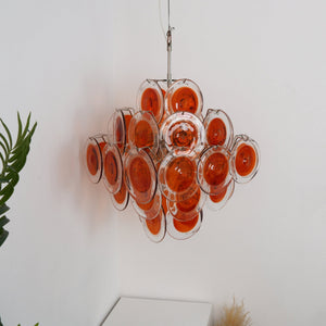 Orange Transparent Glass Disc Chandelier