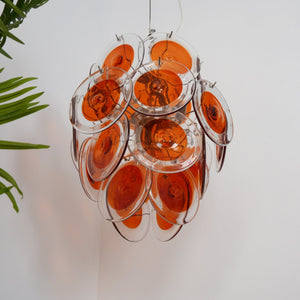 Orange Transparent Glass Disc Chandelier