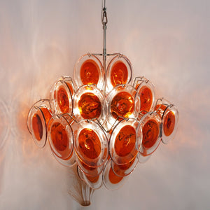 Orange Transparent Glass Disc Chandelier