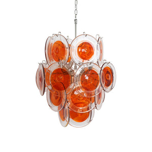 Orange Transparent Glass Disc Chandelier