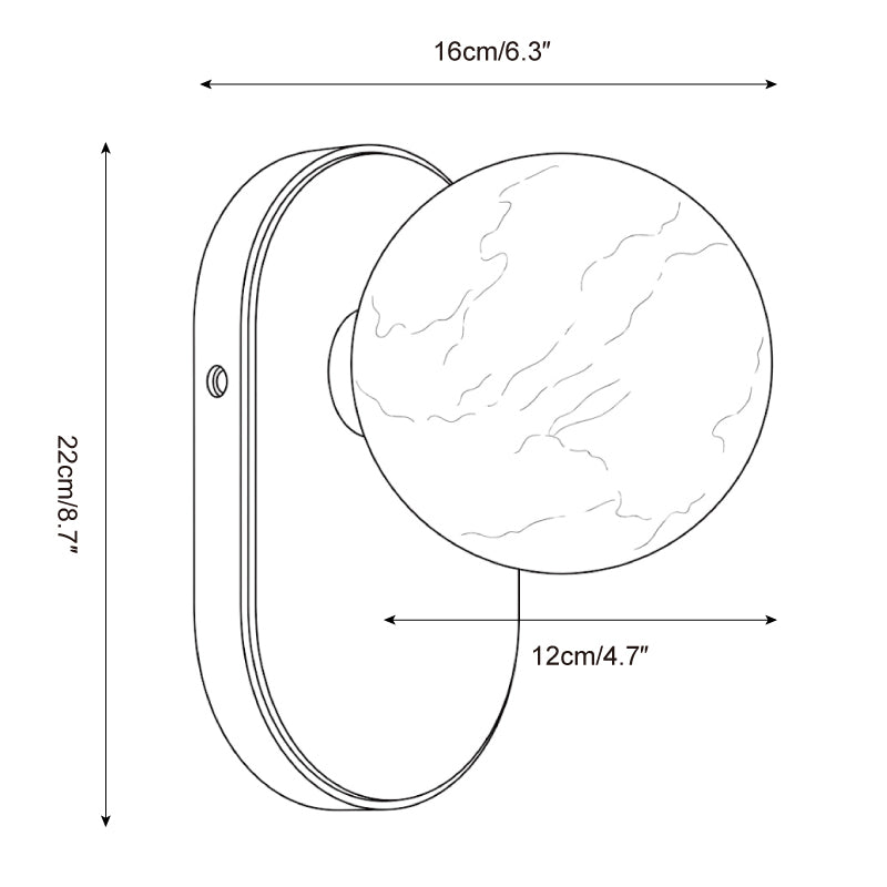 Paola Orb Alabaster Wall Sconce — Dimension drawings 1