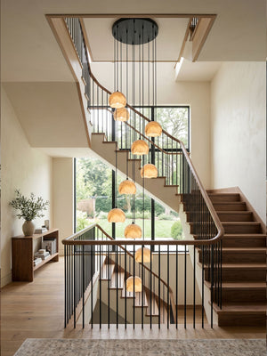 Petal Alabaster Dome Staircase Chandelier