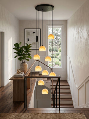 Petal Alabaster Dome Staircase Chandelier