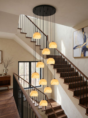 Petal Alabaster Dome Staircase Chandelier