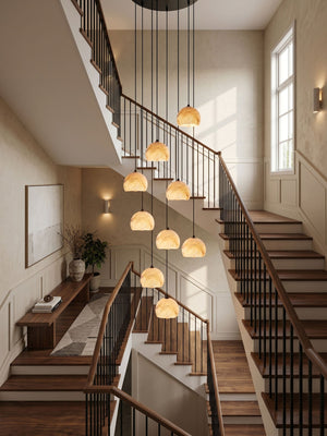 Petal Alabaster Dome Staircase Chandelier