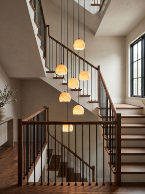 Petal Alabaster Dome Staircase Chandelier