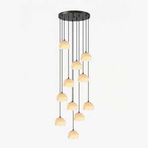Petal Alabaster Dome Staircase Chandelier