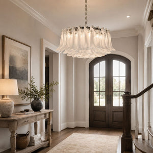 Petals White Glass Chandelier