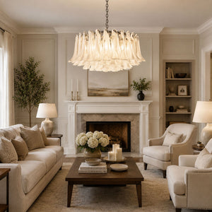 Petals White Glass Chandelier