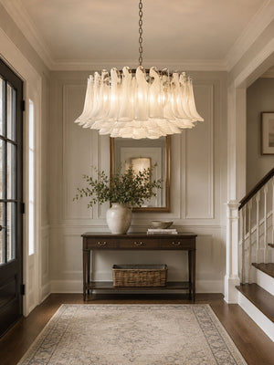 Petals White Glass Chandelier