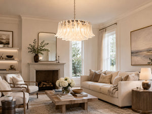 Petals White Glass Chandelier