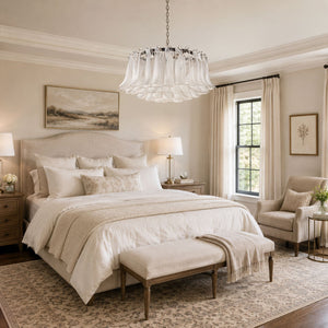 Petals White Glass Chandelier