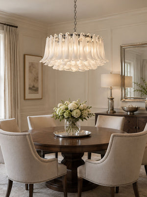 Petals White Glass Chandelier
