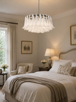 Petals White Glass Chandelier