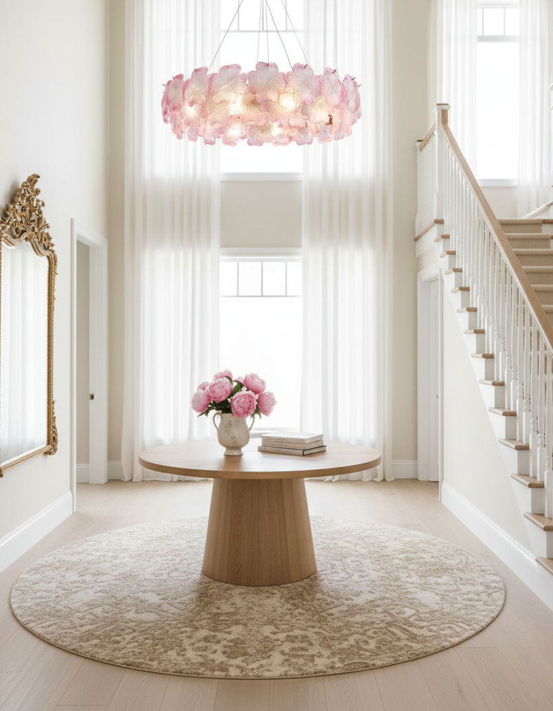 Pink Mika Chandelier