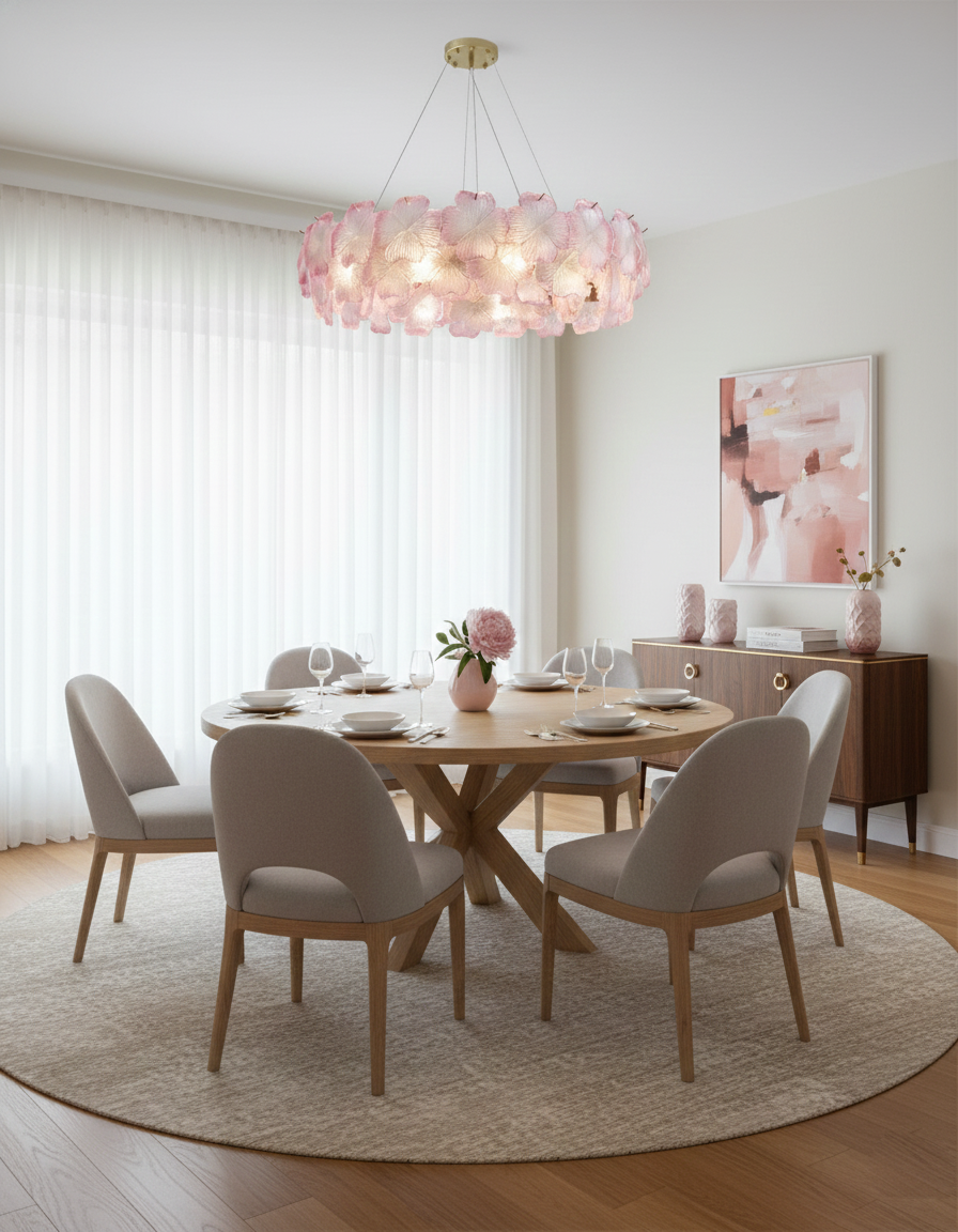 Pink Mika Chandelier