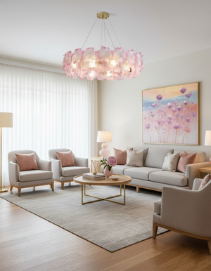 Pink Mika Chandelier