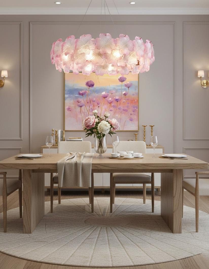 Pink Mika Chandelier