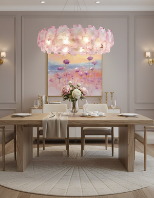 Pink Mika Chandelier