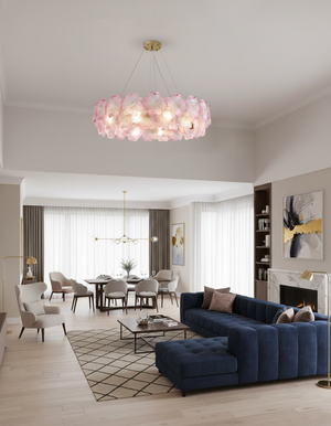 Pink Mika Chandelier