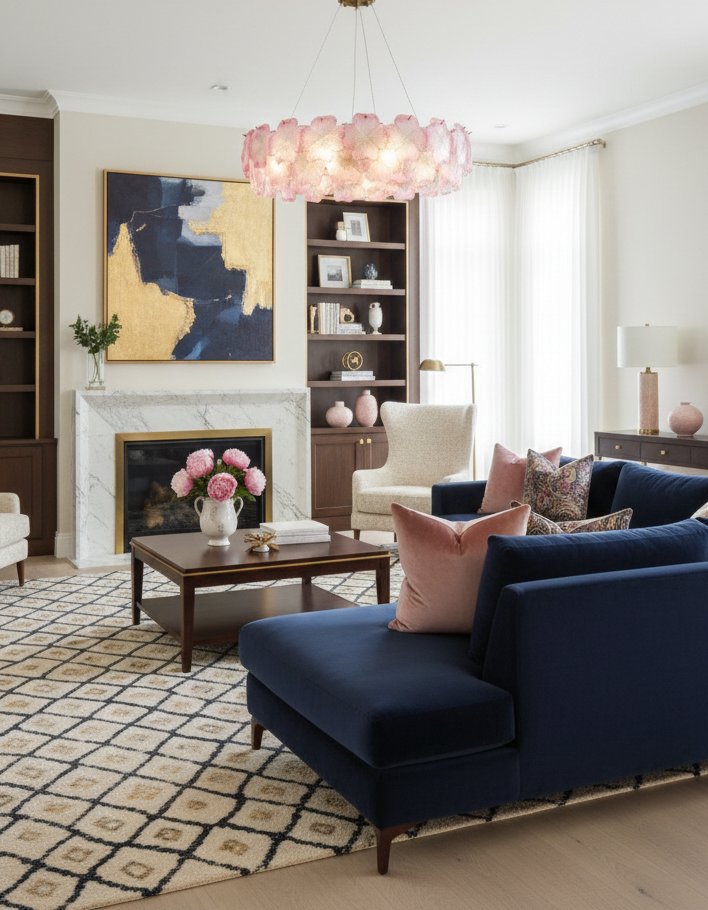 Pink Mika Chandelier