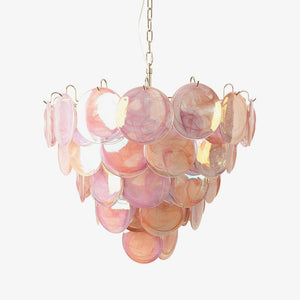 Pink Glass Disc Chandelier