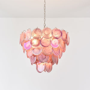 Pink Glass Disc Chandelier