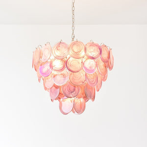 Pink Glass Disc Chandelier