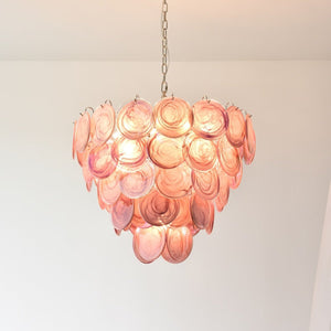 Pink Glass Disc Chandelier