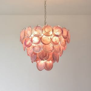 Pink Glass Disc Chandelier
