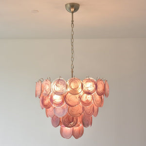 Pink Glass Disc Chandelier