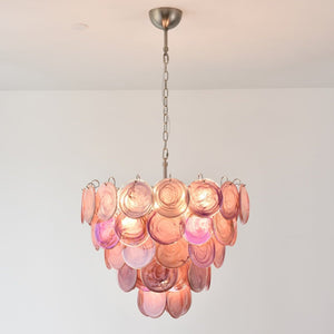 Pink Glass Disc Chandelier