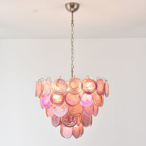 Pink Glass Disc Chandelier