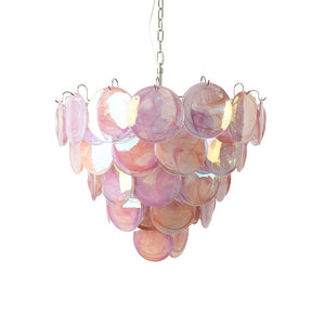 Pink Glass Disc Chandelier
