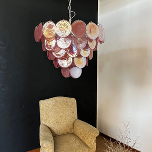 Pink Glass Disc Chandelier
