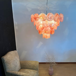 Pink Glass Disc Chandelier