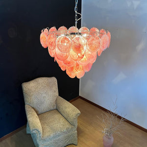 Pink Glass Disc Chandelier