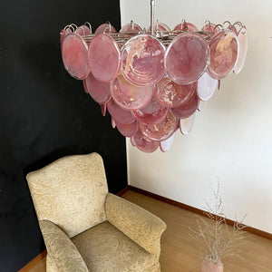 Pink Glass Disc Chandelier