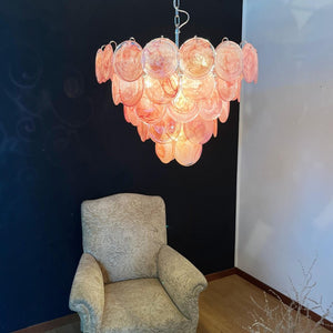 Pink Glass Disc Chandelier