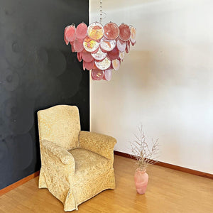 Pink Glass Disc Chandelier