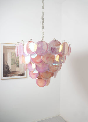Pink Glass Disc Chandelier