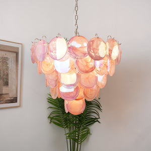 Pink Glass Disc Chandelier