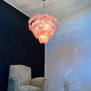 Pink Glass Disc Chandelier